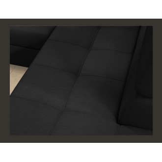 Canapé d’angle convertible PALAZZO 4 places noir – angle gauche avec 1 coussin 