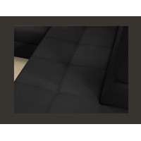 Canapé d’angle convertible PALAZZO 4 places noir – angle gauche avec 1 coussin 