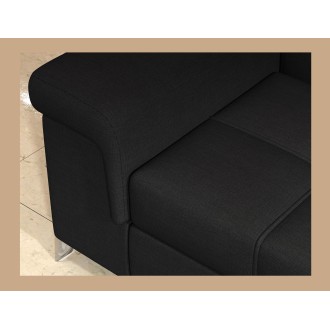 Canapé d’angle convertible PALAZZO 4 places noir – angle gauche avec 1 coussin 