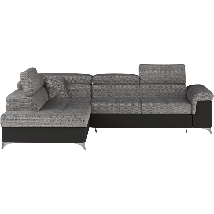 Canapé d’angle convertible PALAZZO 4 places gris et noir – angle gauche avec 1 coussin 