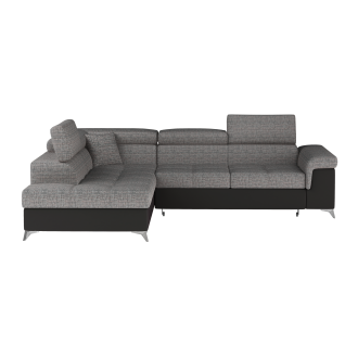 Canapé d’angle convertible PALAZZO 4 places gris et noir – angle gauche avec 1 coussin 