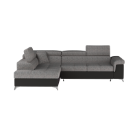 Canapé d’angle convertible PALAZZO 4 places gris et noir – angle gauche avec 1 coussin 