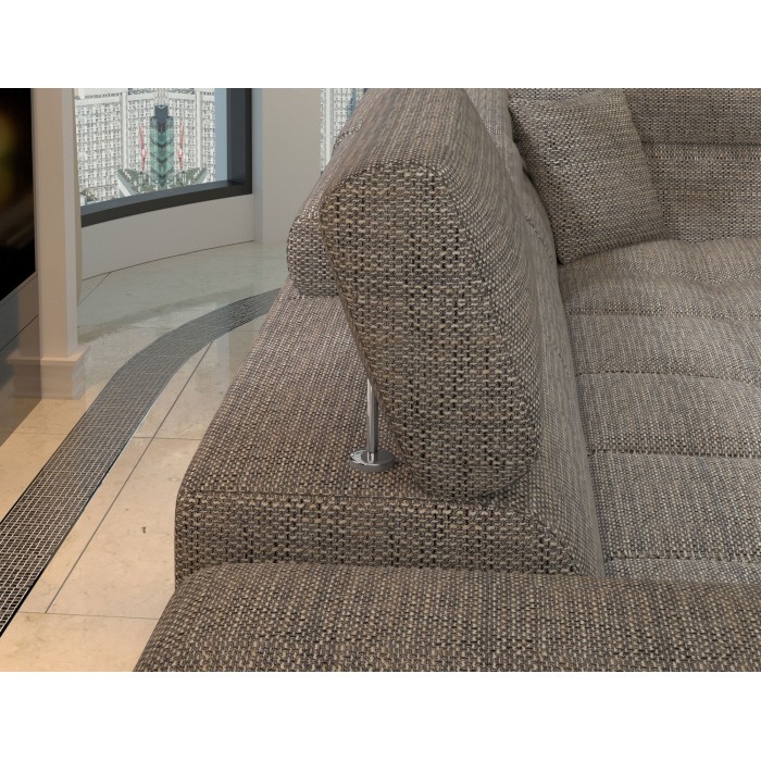 Canapé d’angle convertible PALAZZO 4 places gris et noir – angle gauche avec 1 coussin 