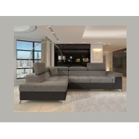 Canapé d’angle convertible PALAZZO 4 places gris et noir – angle gauche avec 1 coussin 
