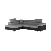Canapé d’angle convertible PALAZZO 4 places gris et noir – angle gauche avec 1 coussin 