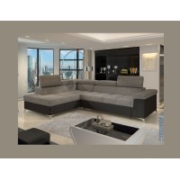 Canapé d’angle convertible PALAZZO 4 places gris et noir – angle gauche avec 1 coussin 