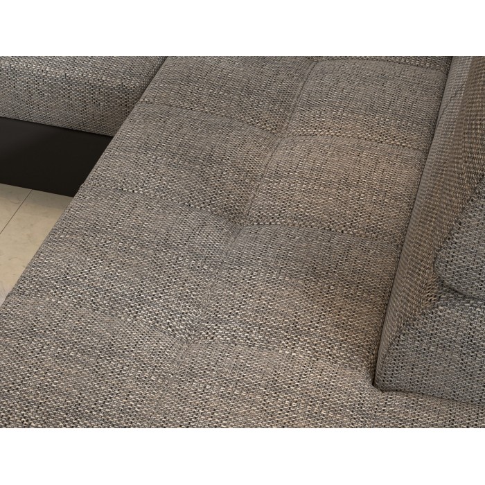 Canapé d’angle convertible PALAZZO 4 places gris et noir – angle gauche avec 1 coussin 
