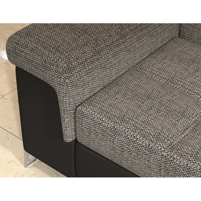 Canapé d’angle convertible PALAZZO 4 places gris et noir – angle gauche avec 1 coussin 