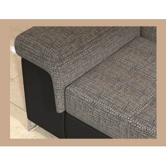 Canapé d’angle convertible PALAZZO 4 places gris et noir – angle gauche avec 1 coussin 