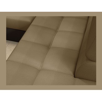 Canapé d’angle convertible PALAZZO 4 places marron clair et foncé – angle gauche avec 1 coussin 