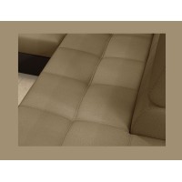 Canapé d’angle convertible PALAZZO 4 places marron clair et foncé – angle gauche avec 1 coussin 