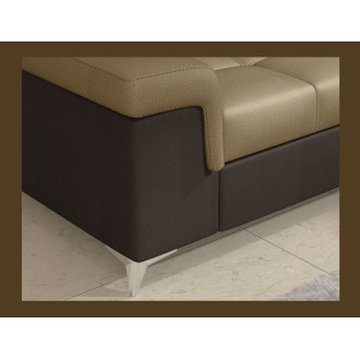 Canapé d’angle convertible PALAZZO 4 places marron clair et foncé – angle gauche avec 1 coussin 