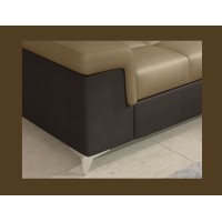 Canapé d’angle convertible PALAZZO 4 places marron clair et foncé – angle gauche avec 1 coussin 