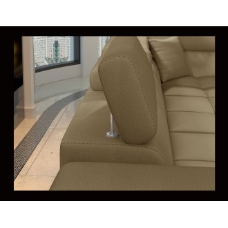 Canapé d’angle convertible PALAZZO 4 places marron clair et foncé – angle gauche avec 1 coussin 