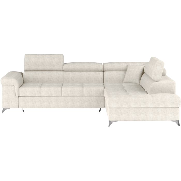 Canapé d’angle convertible PALAZZO 4 places beige – angle droit avec coffre 