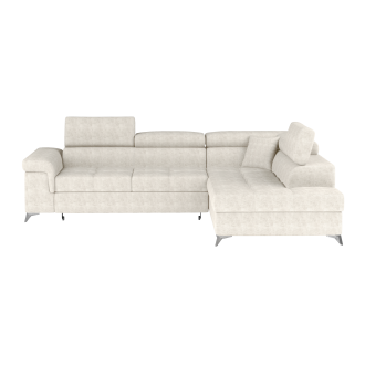 Canapé d’angle convertible PALAZZO 4 places beige – angle droit avec coffre 
