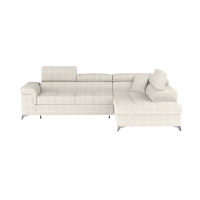 Canapé d’angle convertible PALAZZO 4 places beige – angle droit avec coffre 
