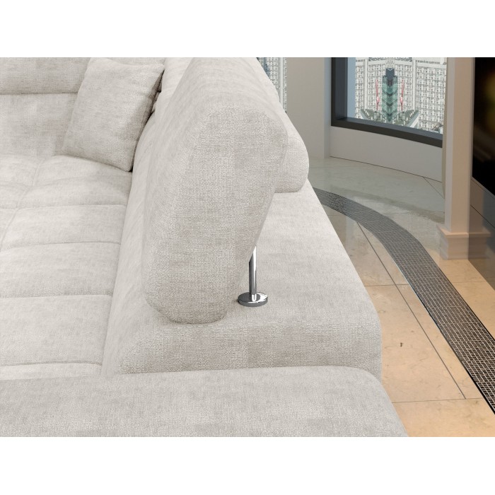 Canapé d’angle convertible PALAZZO 4 places beige – angle droit avec coffre 