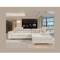 Canapé d’angle convertible PALAZZO 4 places beige – angle droit avec coffre 