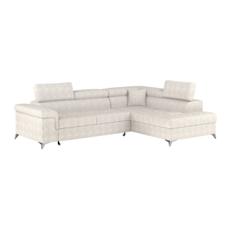 Canapé d’angle convertible PALAZZO 4 places beige – angle droit avec coffre 