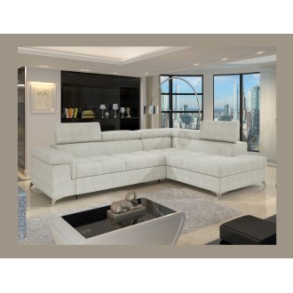 Canapé d’angle convertible PALAZZO 4 places beige – angle droit avec coffre 
