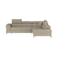 Canapé d’angle convertible PALAZZO 4 places beige – angle droit avec coffre 