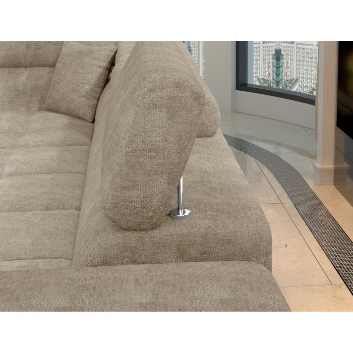 Canapé d’angle convertible PALAZZO 4 places beige – angle droit avec coffre 