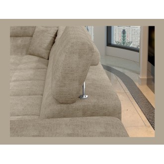 Canapé d’angle convertible PALAZZO 4 places beige – angle droit avec coffre 