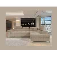 Canapé d’angle convertible PALAZZO 4 places beige – angle droit avec coffre 