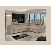 Canapé d’angle convertible PALAZZO 4 places beige – angle droit avec coffre 
