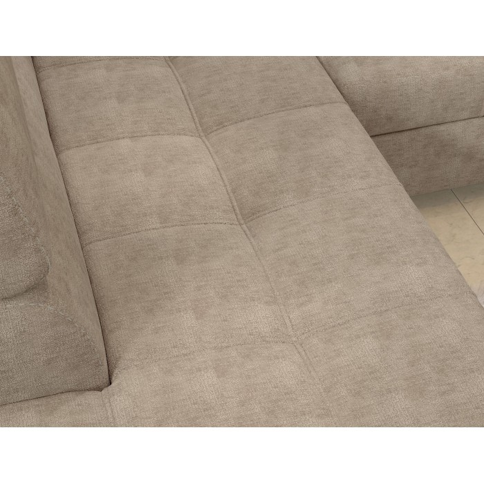 Canapé d’angle convertible PALAZZO 4 places beige – angle droit avec coffre 