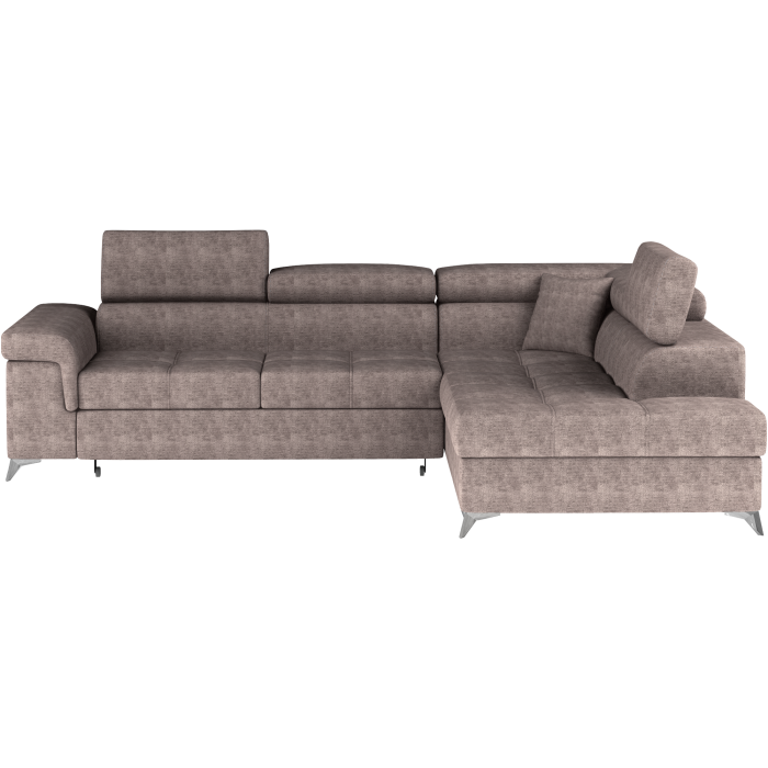 Canapé d’angle convertible PALAZZO 4 places marron – angle droit avec coffre 
