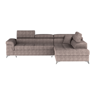Canapé d’angle convertible PALAZZO 4 places marron – angle droit avec coffre 