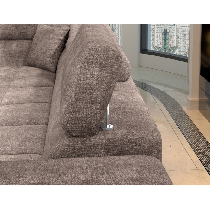 Canapé d’angle convertible PALAZZO 4 places marron – angle droit avec coffre 