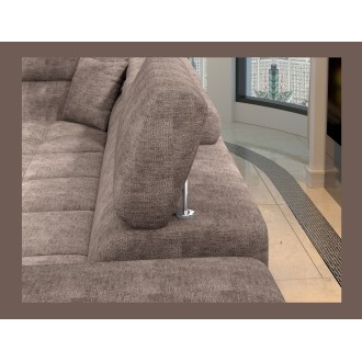 Canapé d’angle convertible PALAZZO 4 places marron – angle droit avec coffre 
