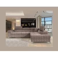 Canapé d’angle convertible PALAZZO 4 places marron – angle droit avec coffre 