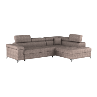 Canapé d’angle convertible PALAZZO 4 places marron – angle droit avec coffre 
