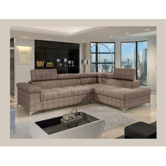 Canapé d’angle convertible PALAZZO 4 places marron – angle droit avec coffre 