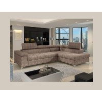 Canapé d’angle convertible PALAZZO 4 places marron – angle droit avec coffre 