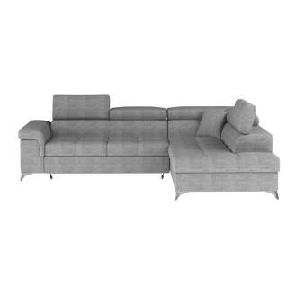 Canapé d’angle convertible PALAZZO 4 places gris – angle droit avec coffre 