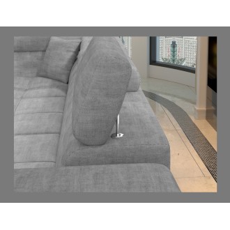 Canapé d’angle convertible PALAZZO 4 places gris – angle droit avec coffre 