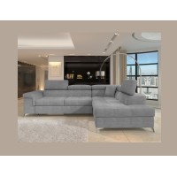 Canapé d’angle convertible PALAZZO 4 places gris – angle droit avec coffre 