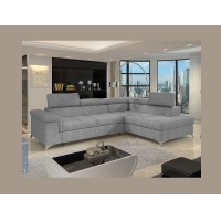 Canapé d’angle convertible PALAZZO 4 places gris – angle droit avec coffre 