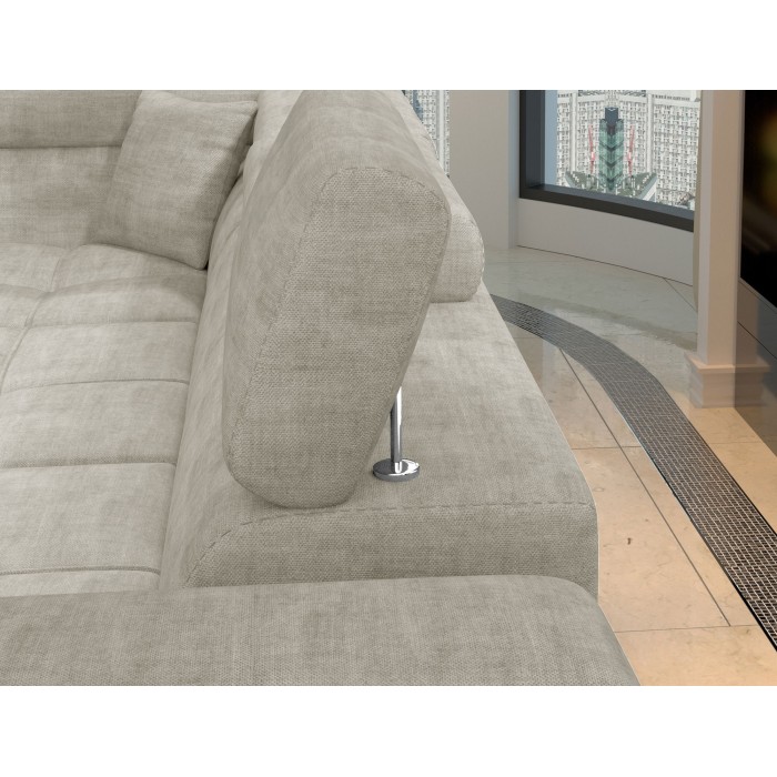 Canapé d’angle convertible PALAZZO 4 places beige – angle droit avec coffre 