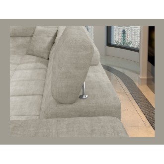 Canapé d’angle convertible PALAZZO 4 places beige – angle droit avec coffre 