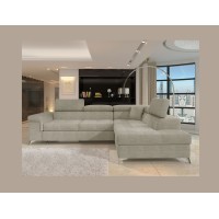 Canapé d’angle convertible PALAZZO 4 places beige – angle droit avec coffre 