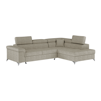 Canapé d’angle convertible PALAZZO 4 places beige – angle droit avec coffre 