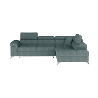 Canapé d’angle convertible PALAZZO 4 places vert bleu – angle droit avec coffre 