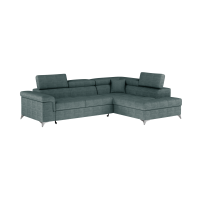 Canapé d’angle convertible PALAZZO 4 places vert bleu – angle droit avec coffre 