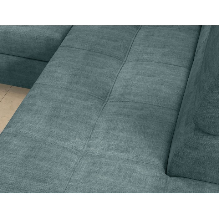 Canapé d’angle convertible PALAZZO 4 places vert bleu – angle droit avec coffre 
